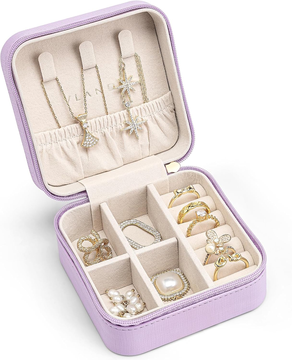 Organiz. joyería viaje estuche anillos aretes collares