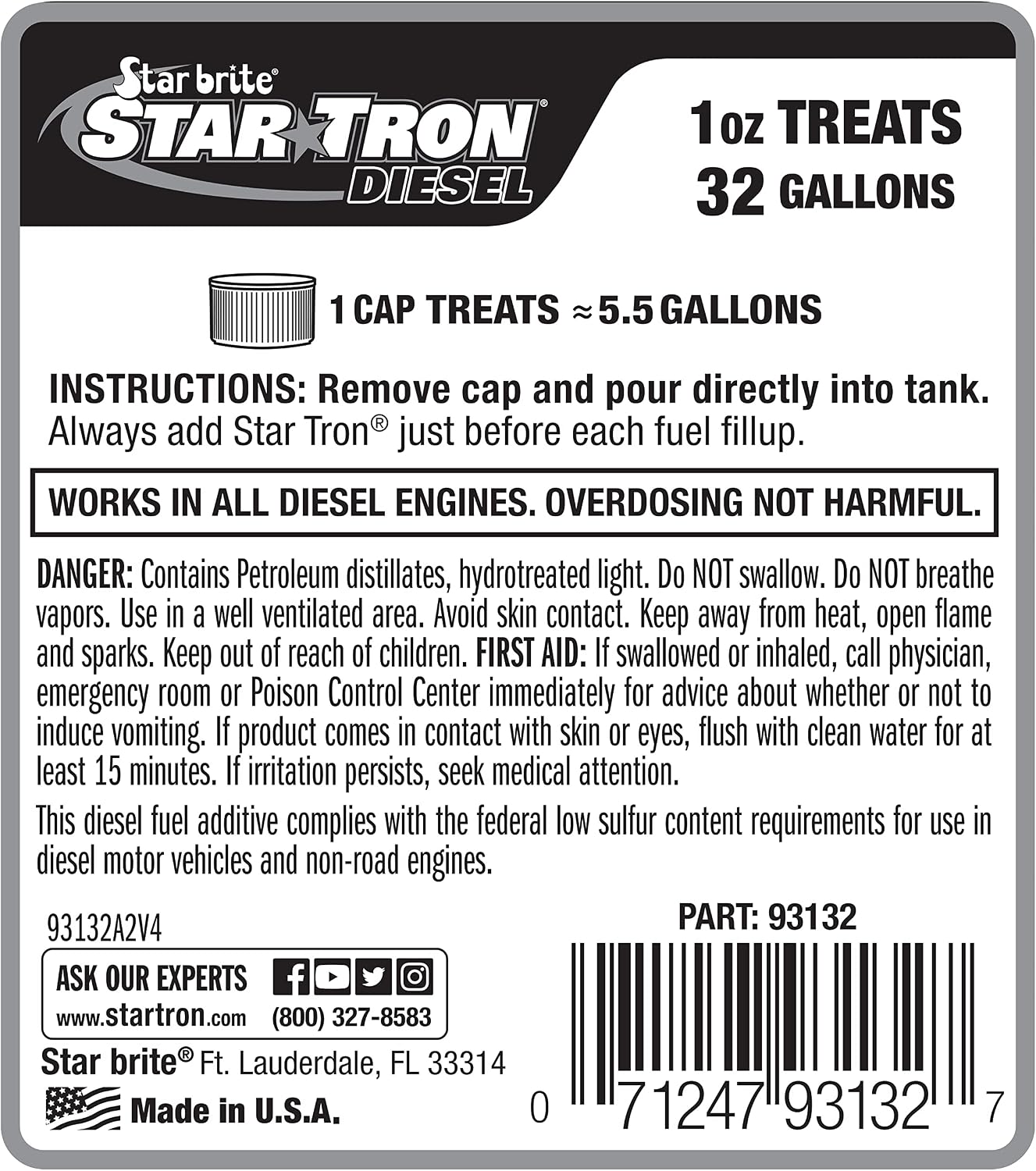 Estabilizador diesel Tron 1oz trata 32gal
