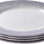 Set 4 platos barro 10.5pulg borde niebla gris