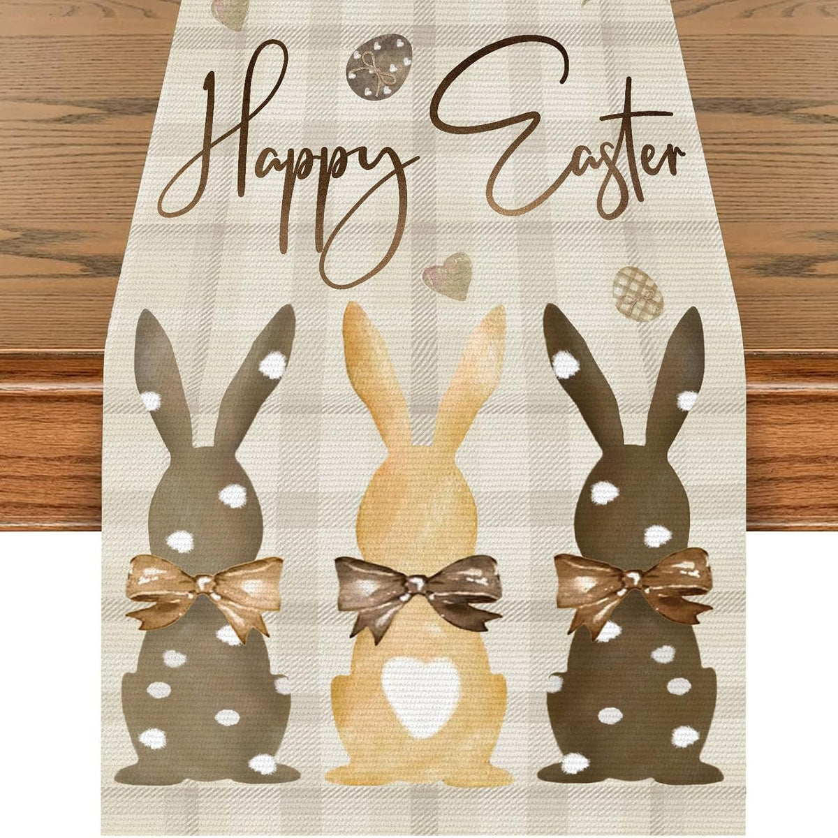 Camino de mesa Pascua diseño conejo decoración hogar vacaciones primavera 13x72
