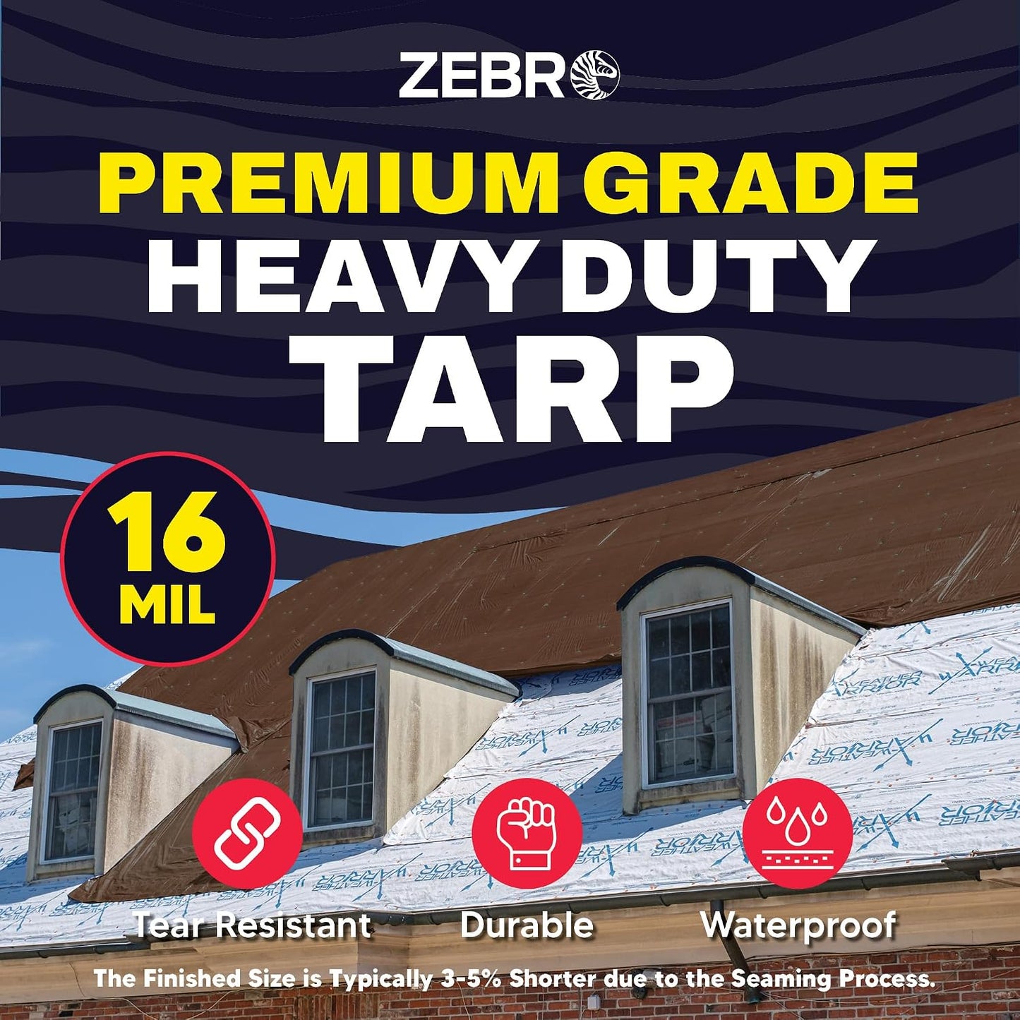 Lona plástica impermeable 6x20pulg marrón resistente acampar
