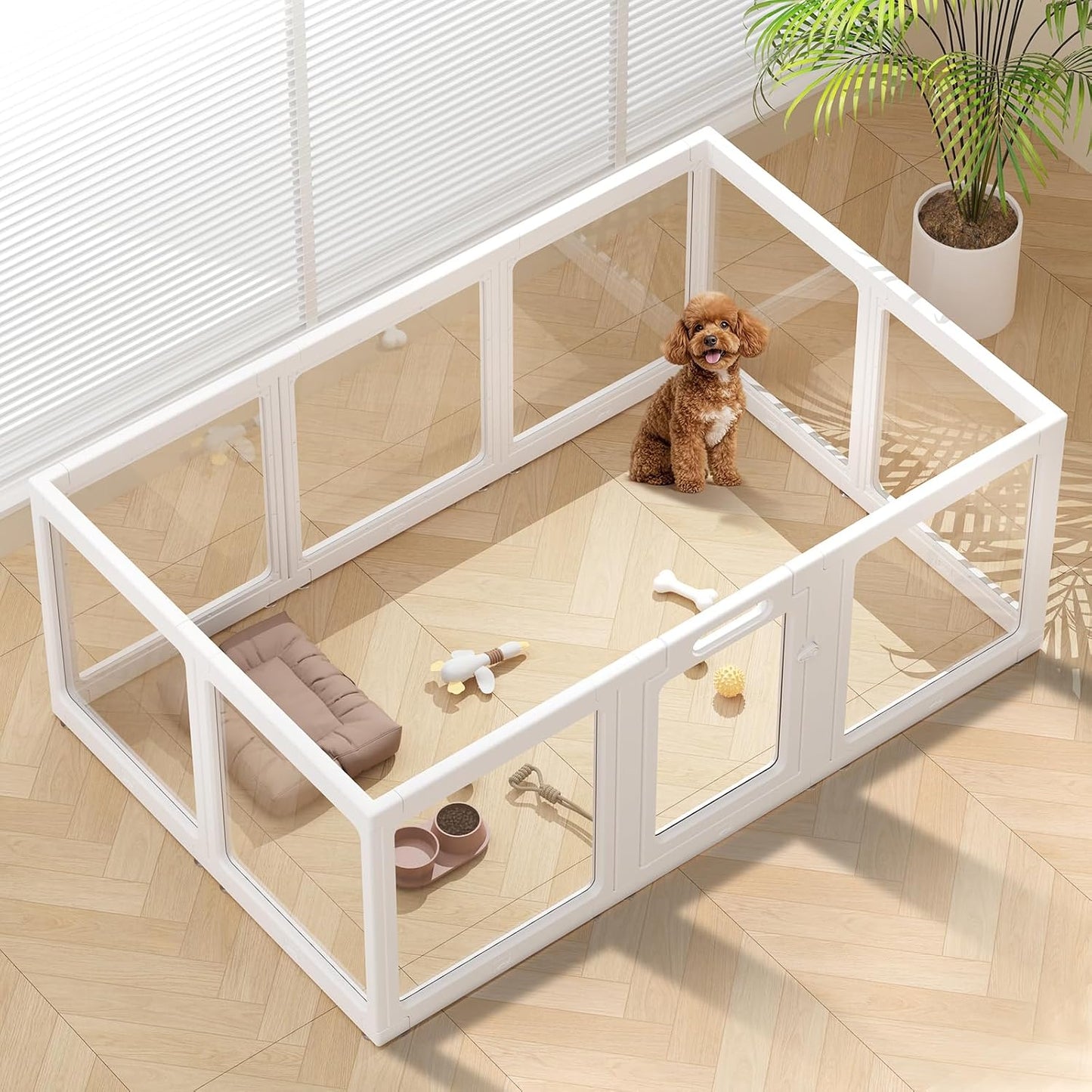 Corral transparente acrílico para mascotas pequeñas