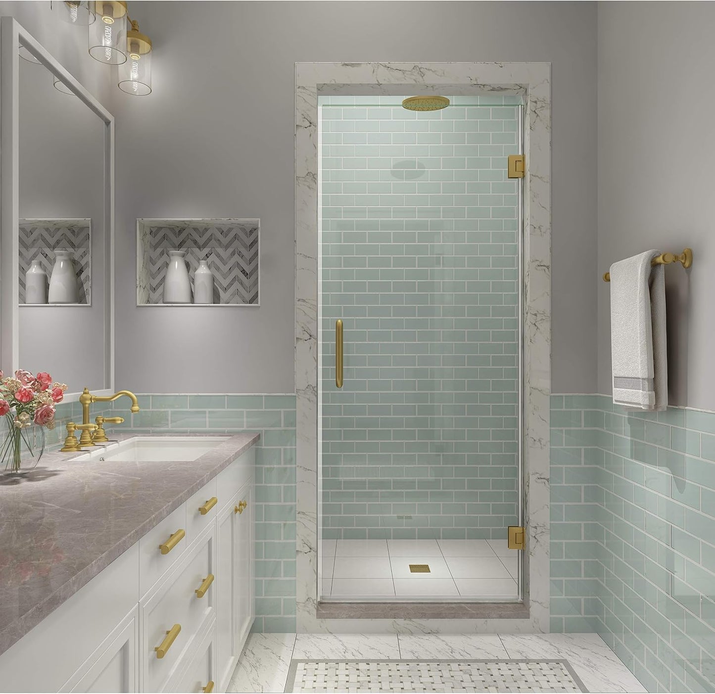 Puerta ducha oro cepillado Kinkade XL
