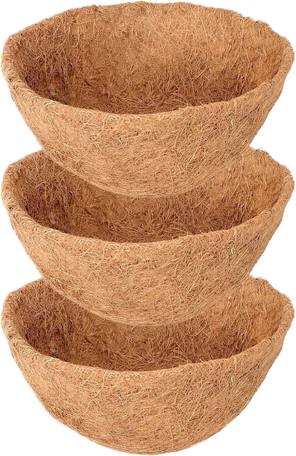 3 Pzas Cestas Colgantes Fibra Coco 18pulg Redondas