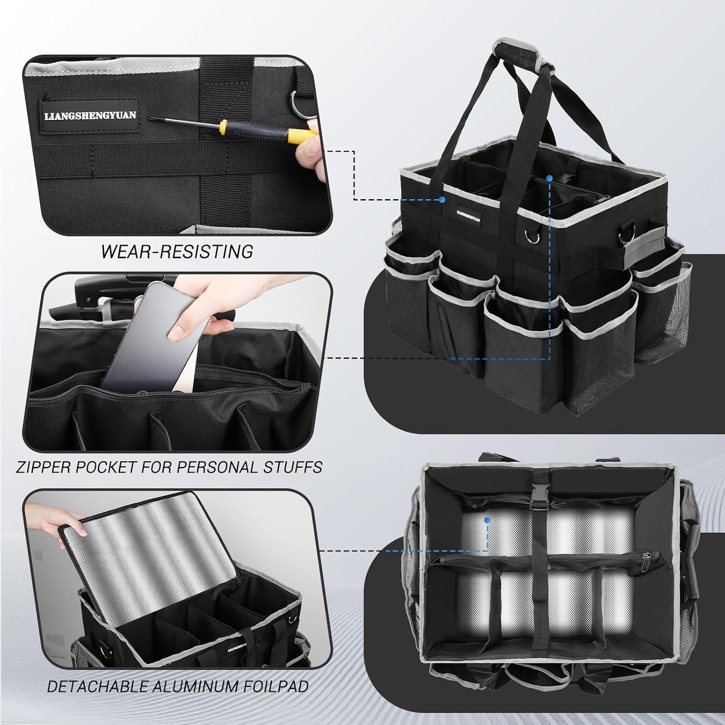 Bolsa rodante limpieza con carro desmontable resistente agua