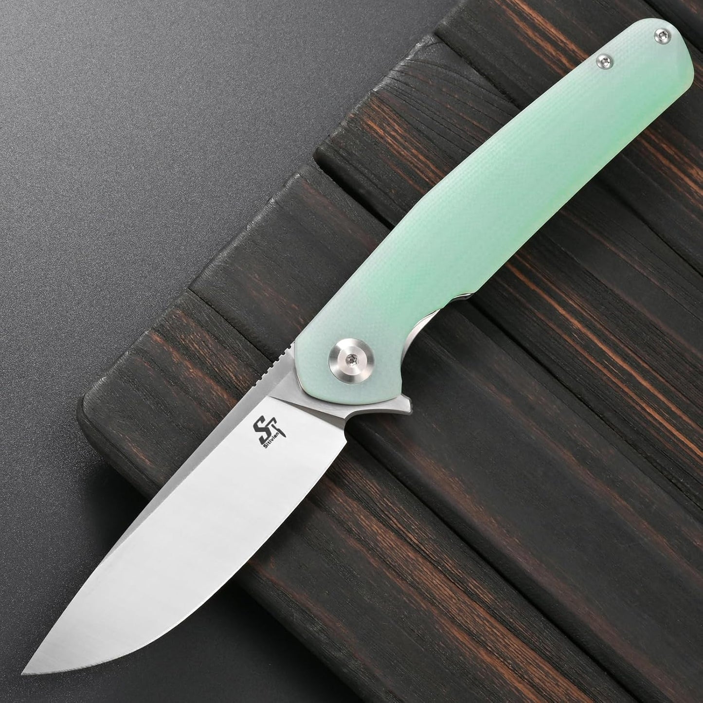 Cuchillo plegable ST102 acero D2 mango G10 turquesa