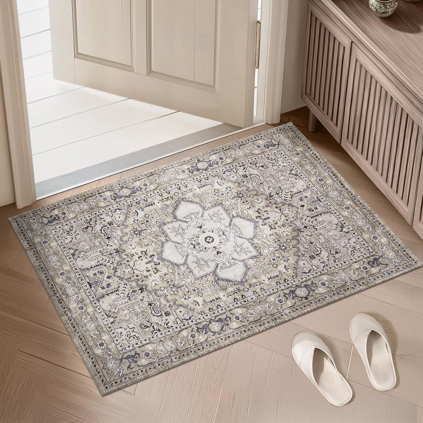 Alfombra Boho Vintage 2x3ft Antiderrap Lavable