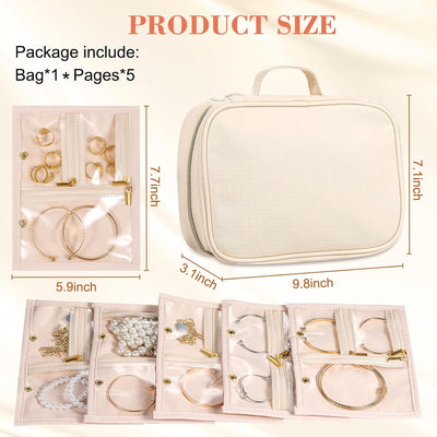 Estuche joyas cuero sintético ajustable para viajes
