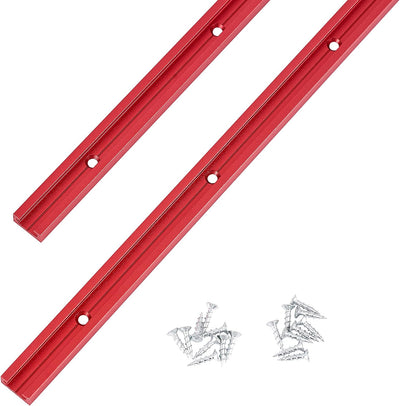 Pista en T 36pulg doble corte carpintería anodizado rojo 2uds