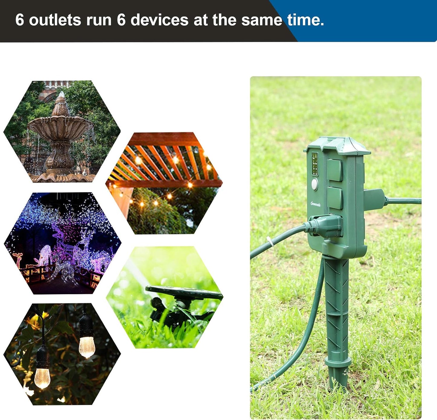 Temporizador estaca eléctrica 25ft impermeable