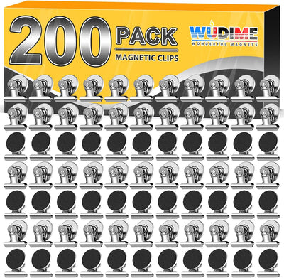 200 Clips Magnéticos Fuertes para Nevera y Pizarra Plateado
