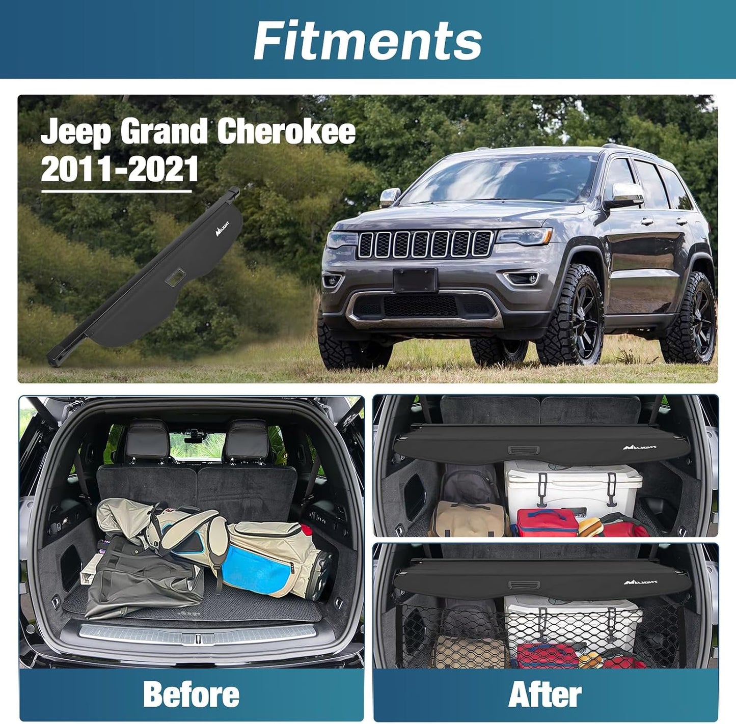 Cobertura cajuela Jeep Grand Cherokee 11-21 con red