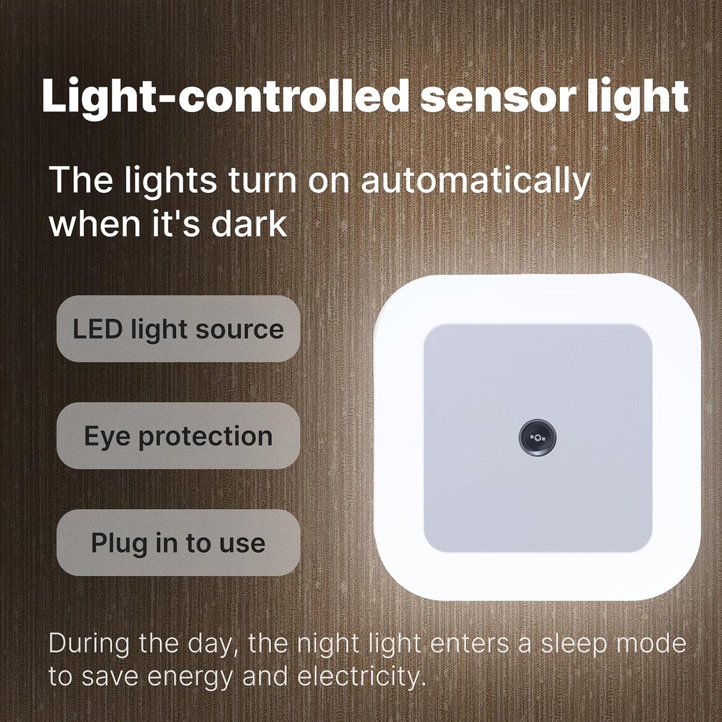 Luces nocturnas enchufables led sensor 0.5w paquete 6 unidades