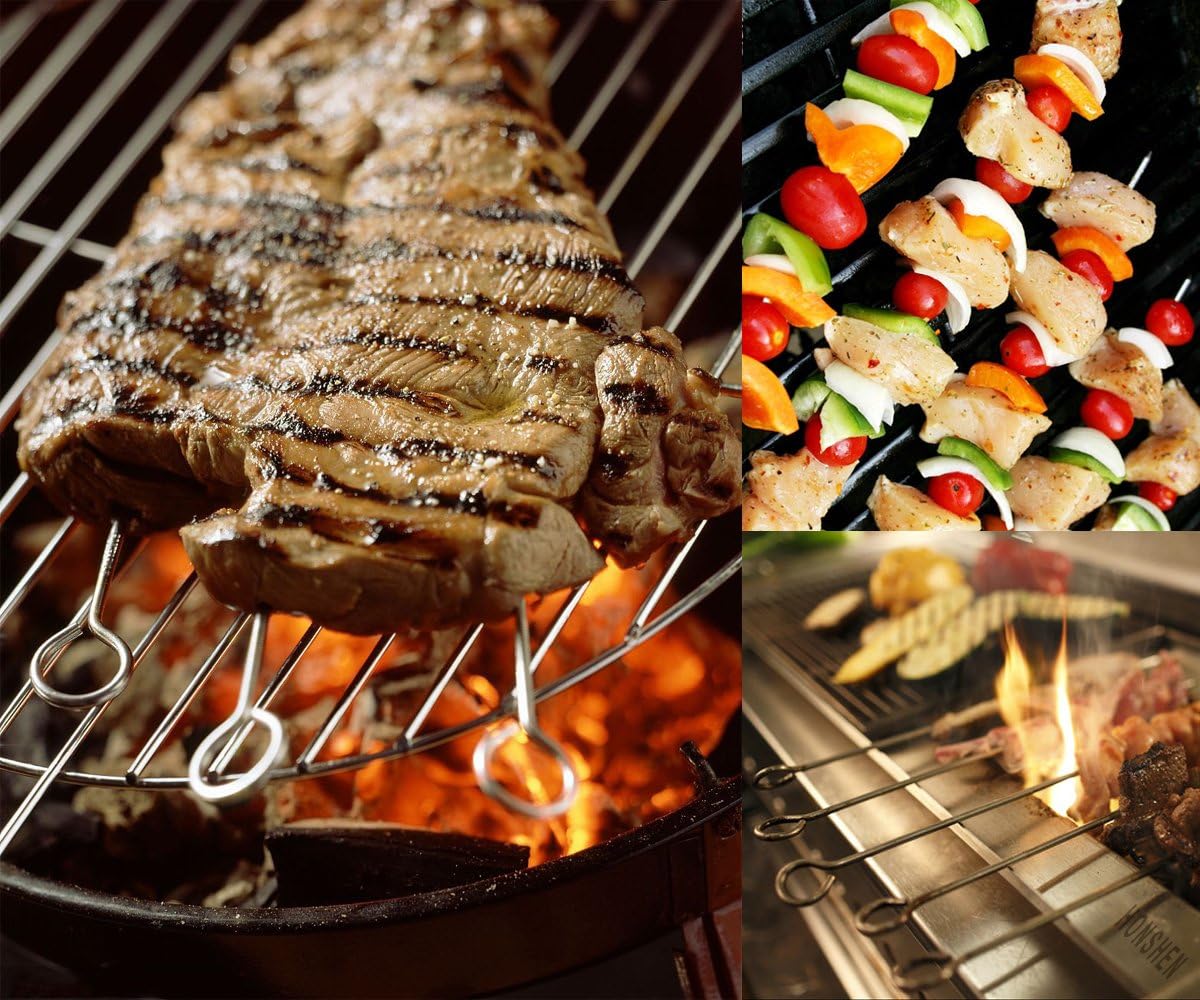 30 Brochetas Acero Inox 10" para Barbacoa Shish Kebab