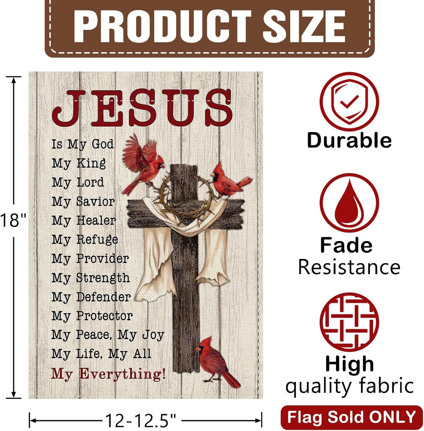 Bandera jardín cruz cristiana versículo bíblico 12x18pulg