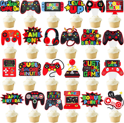 48 Adornos Rojos Cupcakes para Jugadores Videojuegos