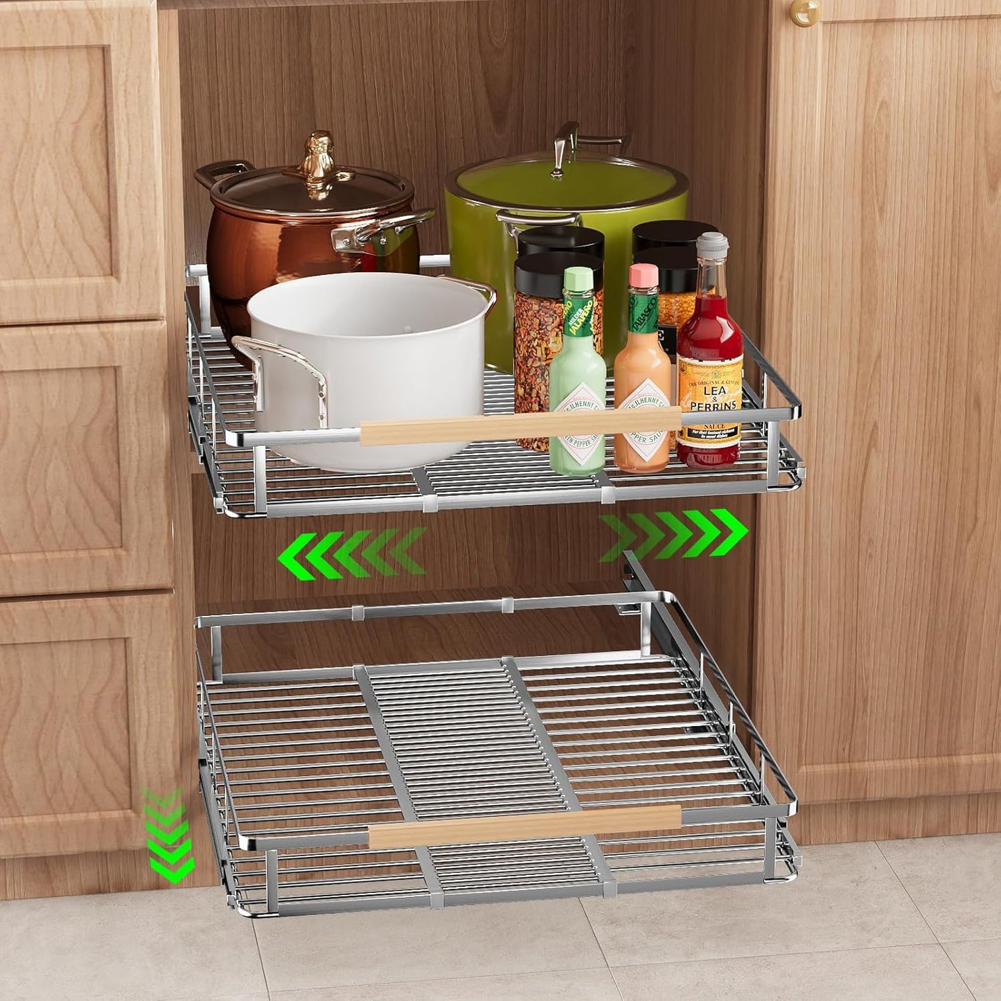 Cajones extensibles acero inox mediano set 2 14.5-24"