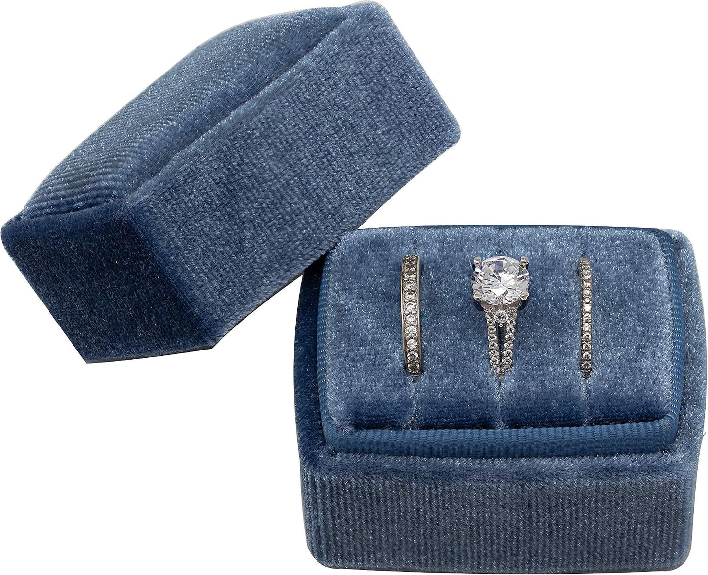 Caja terciopelo anillos geométricas hexagonal ovalada