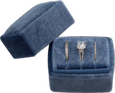 Caja terciopelo anillos geométricas hexagonal ovalada