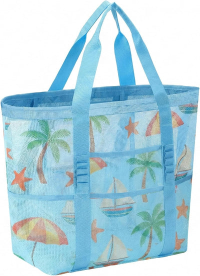 Bolsa playa para mujer con red para viaje y vacaciones