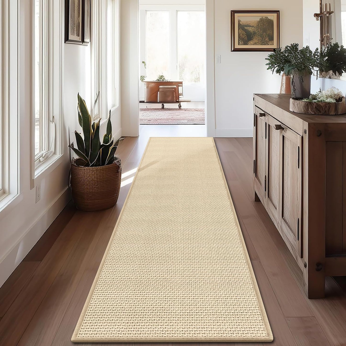 Alfombra pasillo yute 10ft antiderrap beige