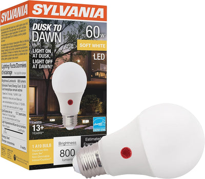 Bombilla LED A19 Sylvania con sensor luz automática 800lm 2700K