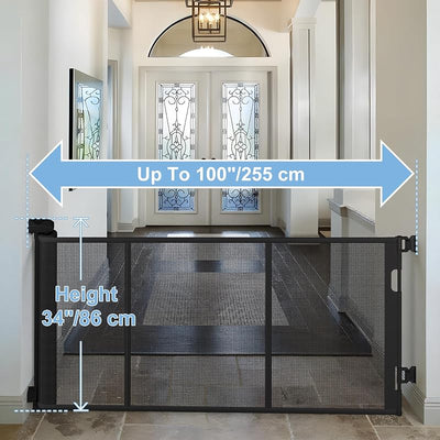 Puerta retráctil para bebé 100" malla ancha 34"