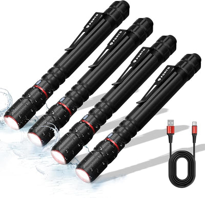 Linterna recargable tipo C 400 lúmenes IP67 con clip set 4