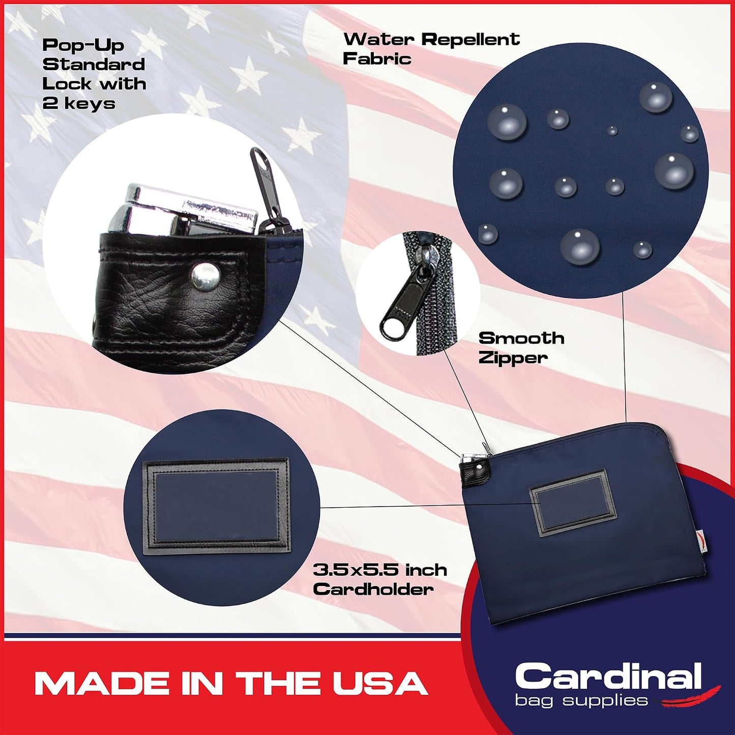 Bolsa seguridad documentos con cerradura llave 11x15pulg