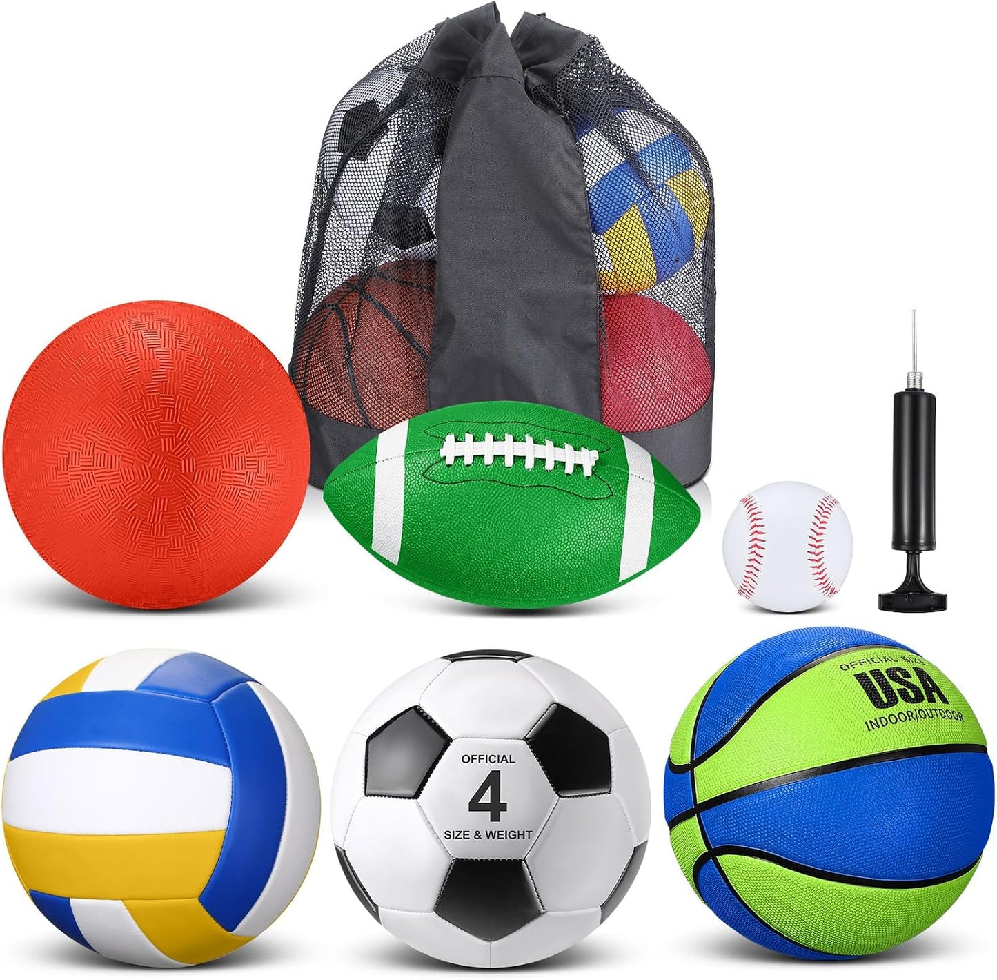 Set 6 pelotas deportivas para niños con bolsa