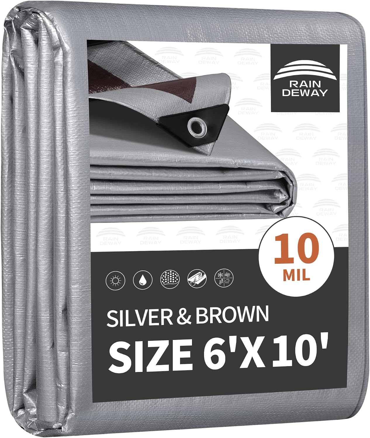 Lona polimérica impermeable 6x10ft 10mil bordes reforzados