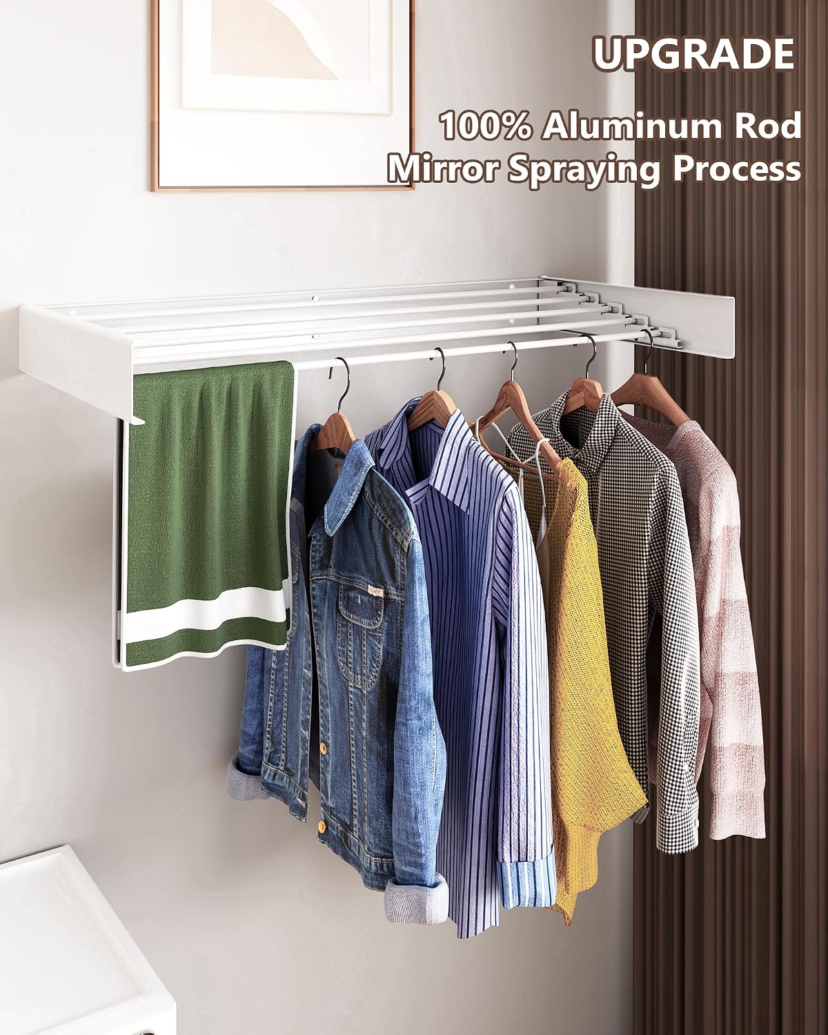 Tendedero pared 31.5" 5 postes aluminio plegable