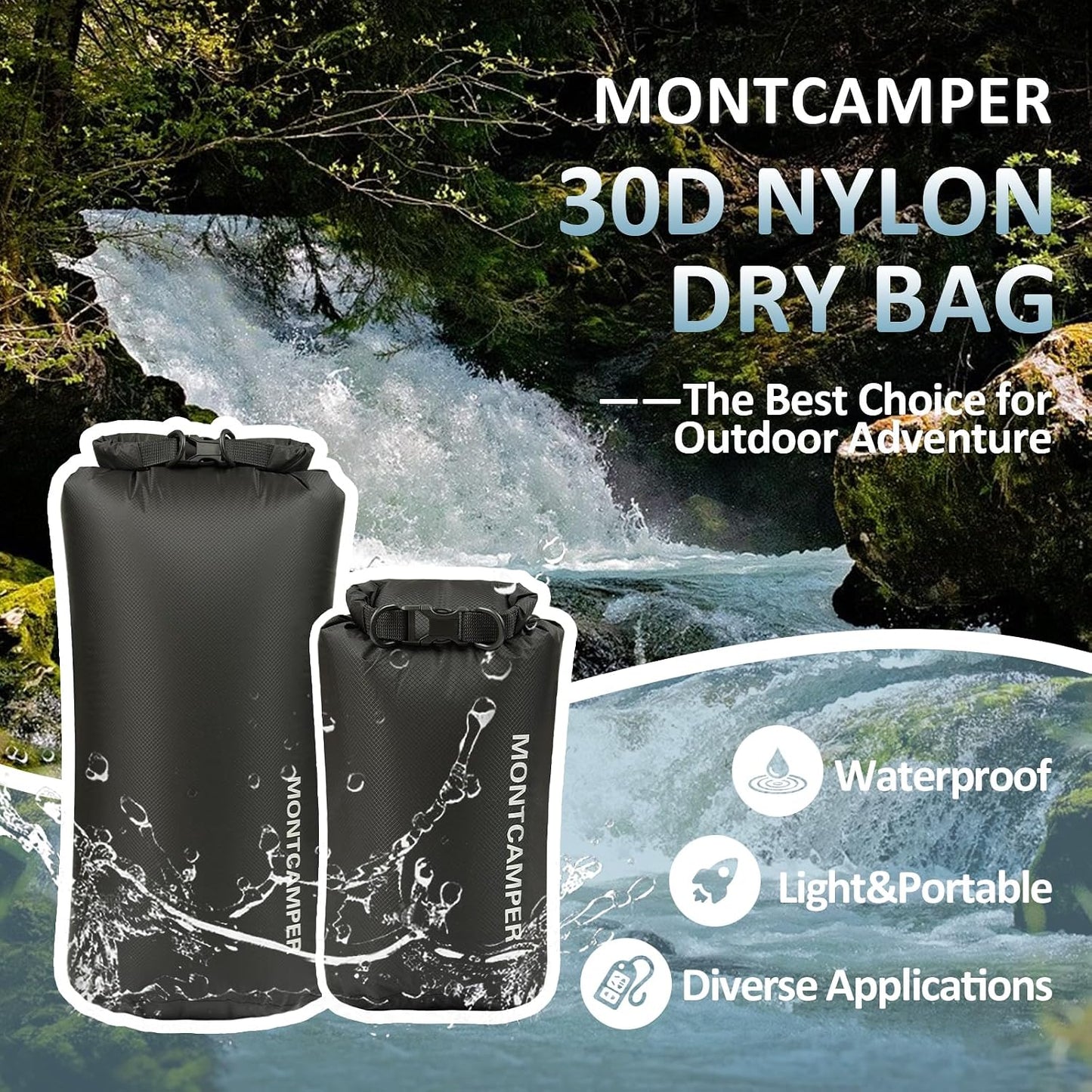2 Bolsas secas impermeables 5L 20L 30D para kayak campamento