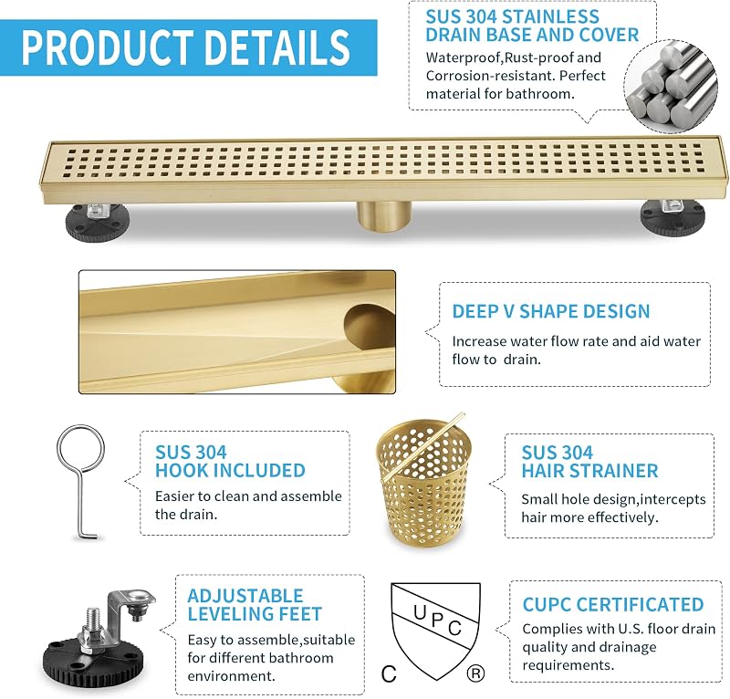Drenaje ducha rectangular 36" acero inox 51l/min