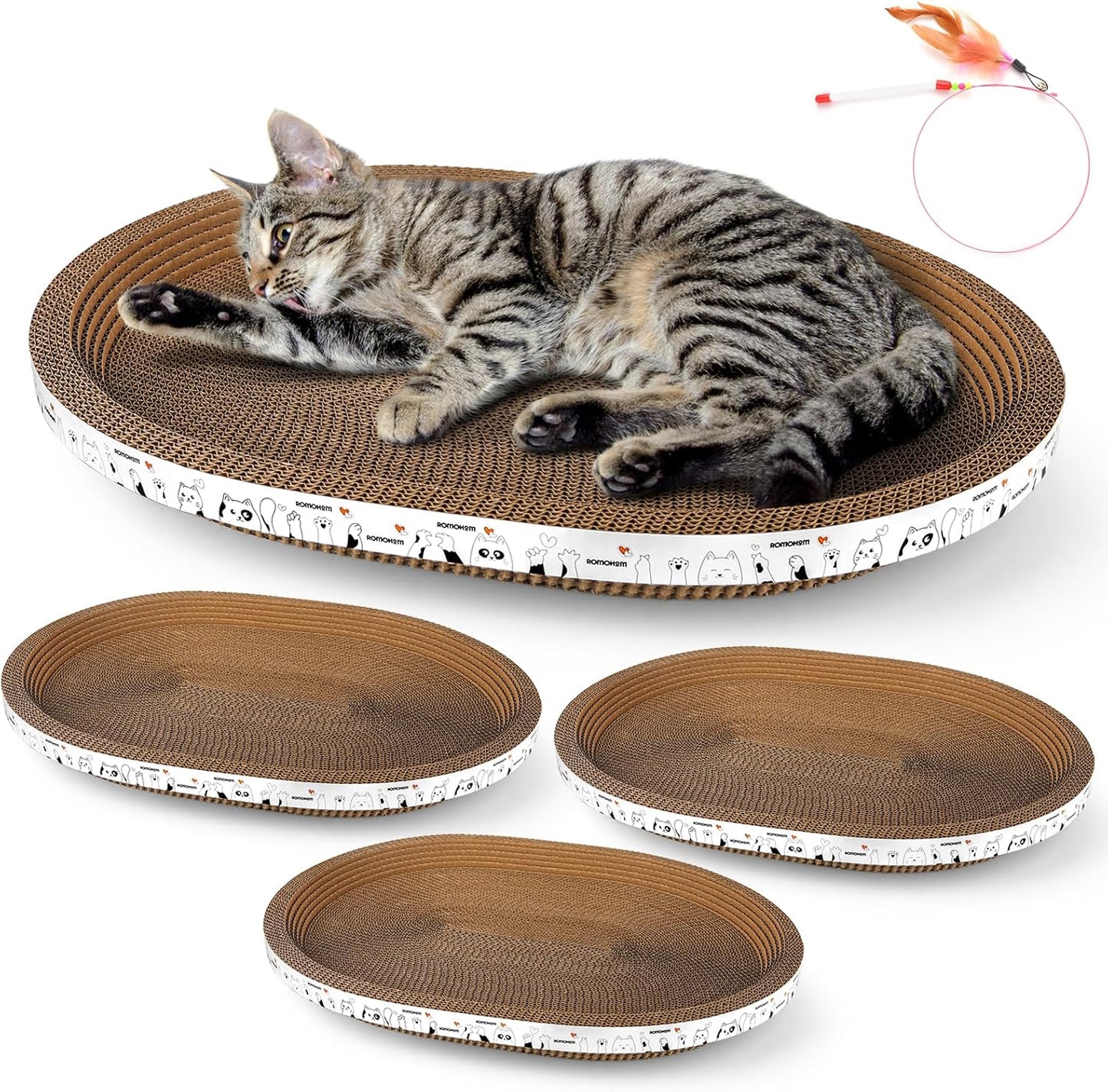 3 Rascadores Cartón para Gatos con Tabla Ergonómica