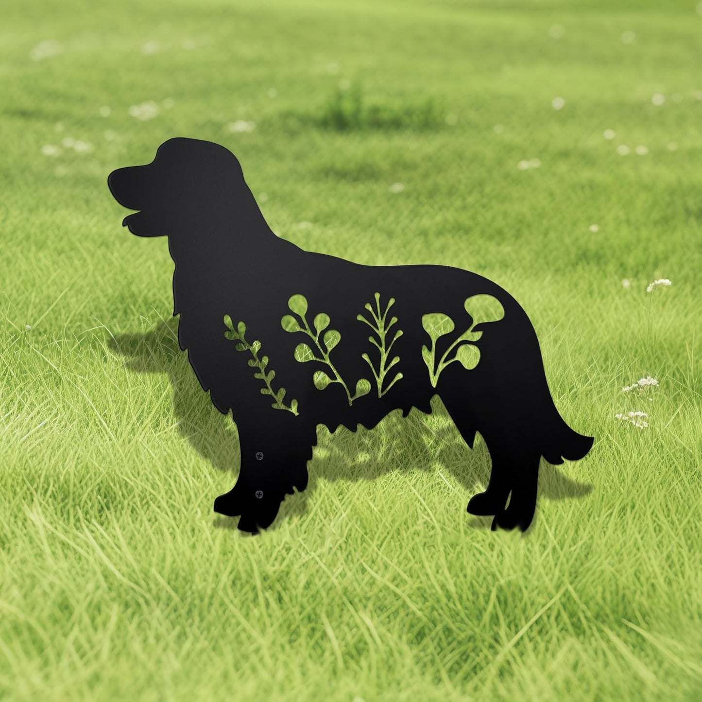 Estaca jardín perro metal negro Golden Retriever