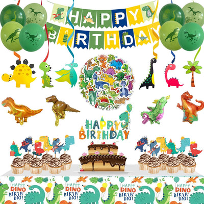 Juego 104 Pzas Decoraciones Cumpleaños Dinosaurio para Niños