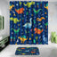 Set 4 cortinas ducha baño niños con tapete U y ganchos dinosaurio