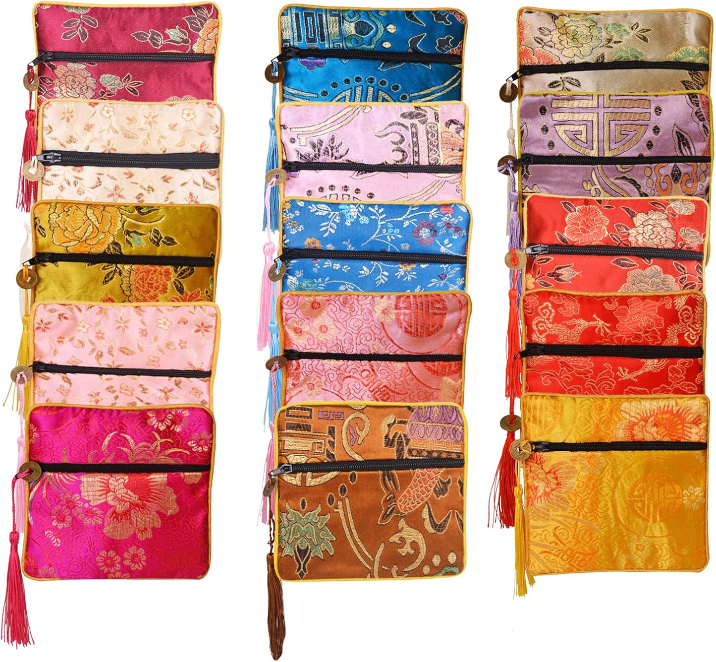 15 Bolsas Regalo Brocado Colores Surtidos 4.7x4.7"