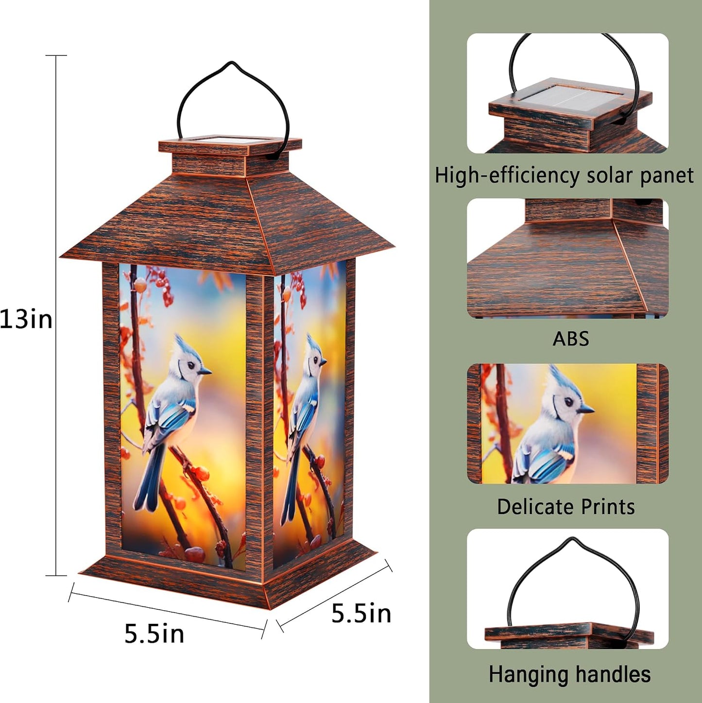 Farol solar colgante jardín velas LED azul