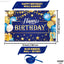 Cartel feliz cumpleaños dorado azul 72x44pulg decoración fiesta