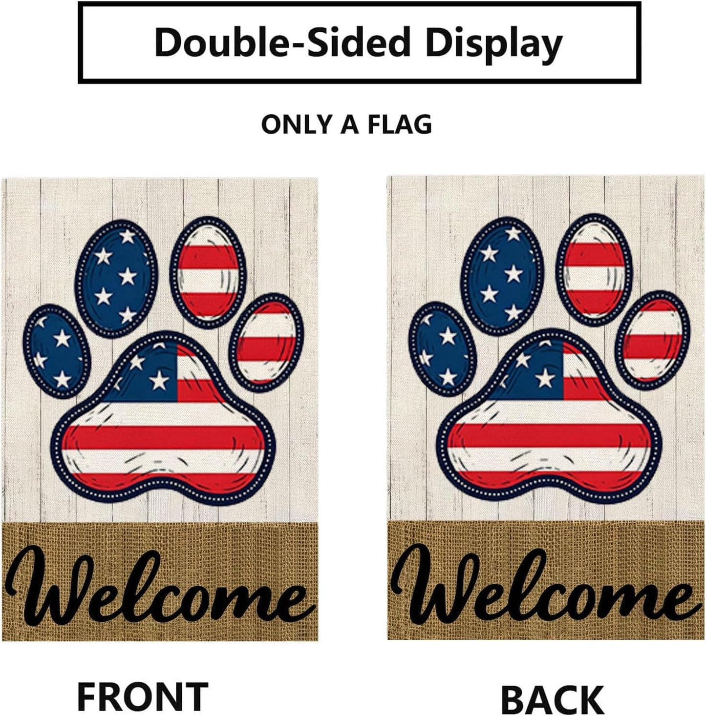 Bandera patriótica 4 de Julio 12x18" doble cara