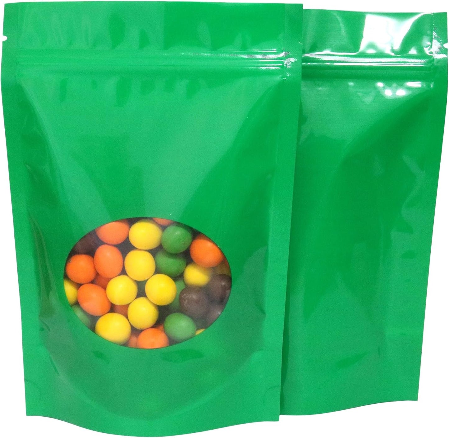 Bolsas vertical doble cara con ventana 4.7x7.1" verde