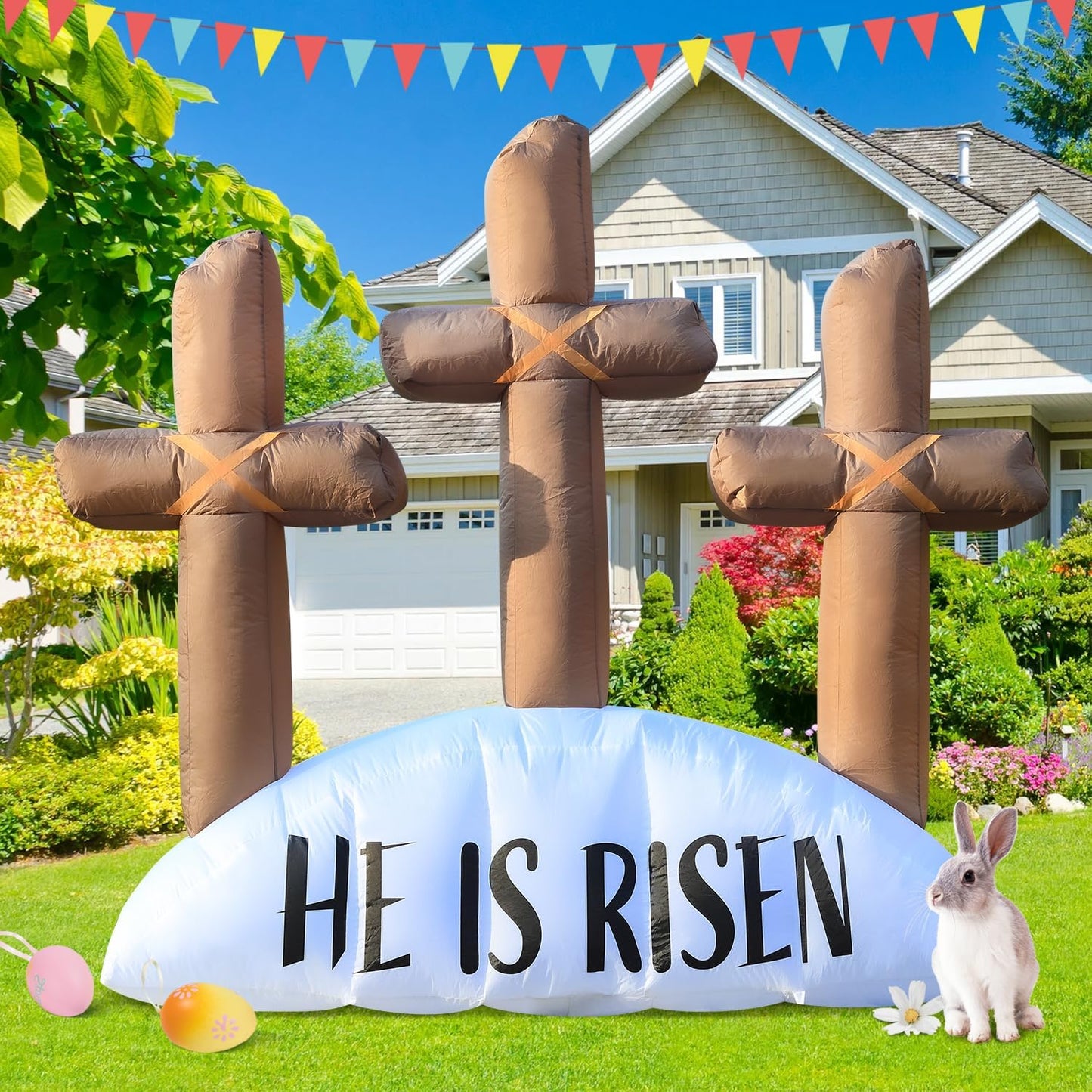 Decoración inflable Pascua 6ft con luces LED patio exterior