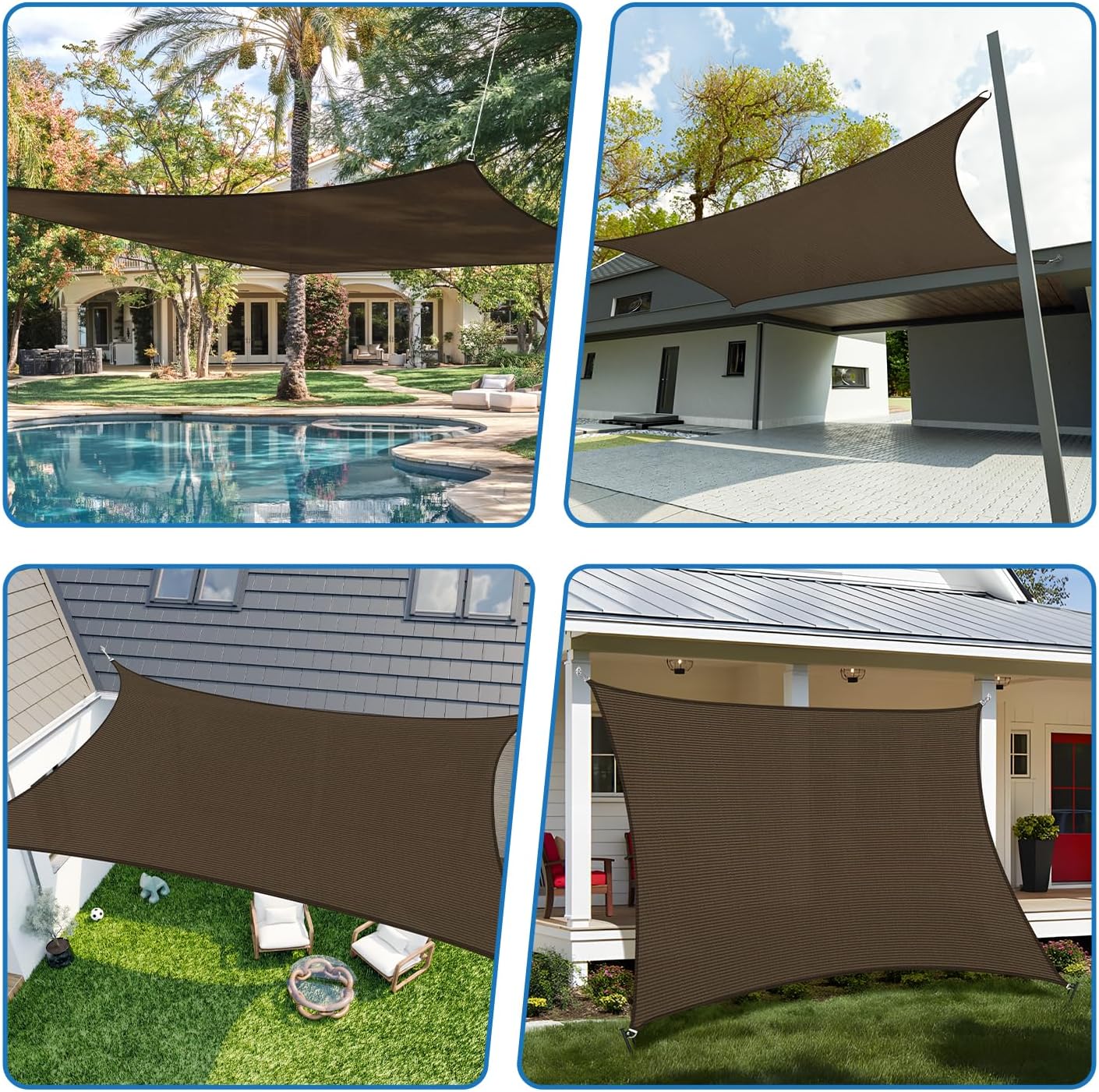Toldo cuadrado permeable beige rayas blanco