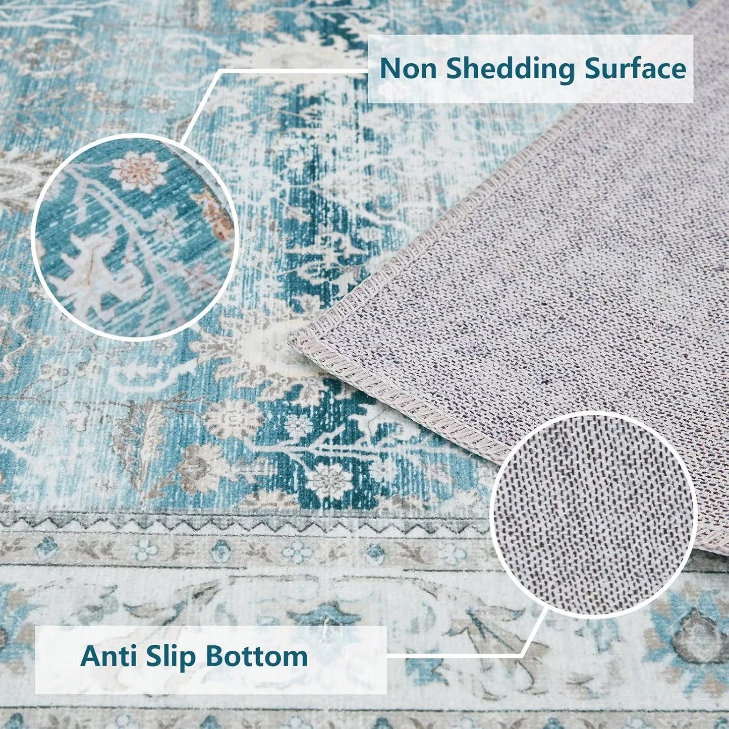 Alfombra pasillo vintage 2x10" antiderrap azul
