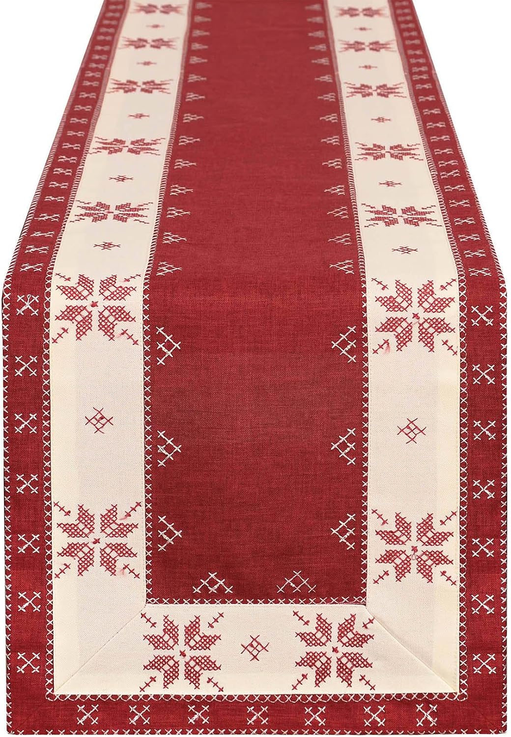 Camino mesa bordado copos nieve navideños 14x54pulg