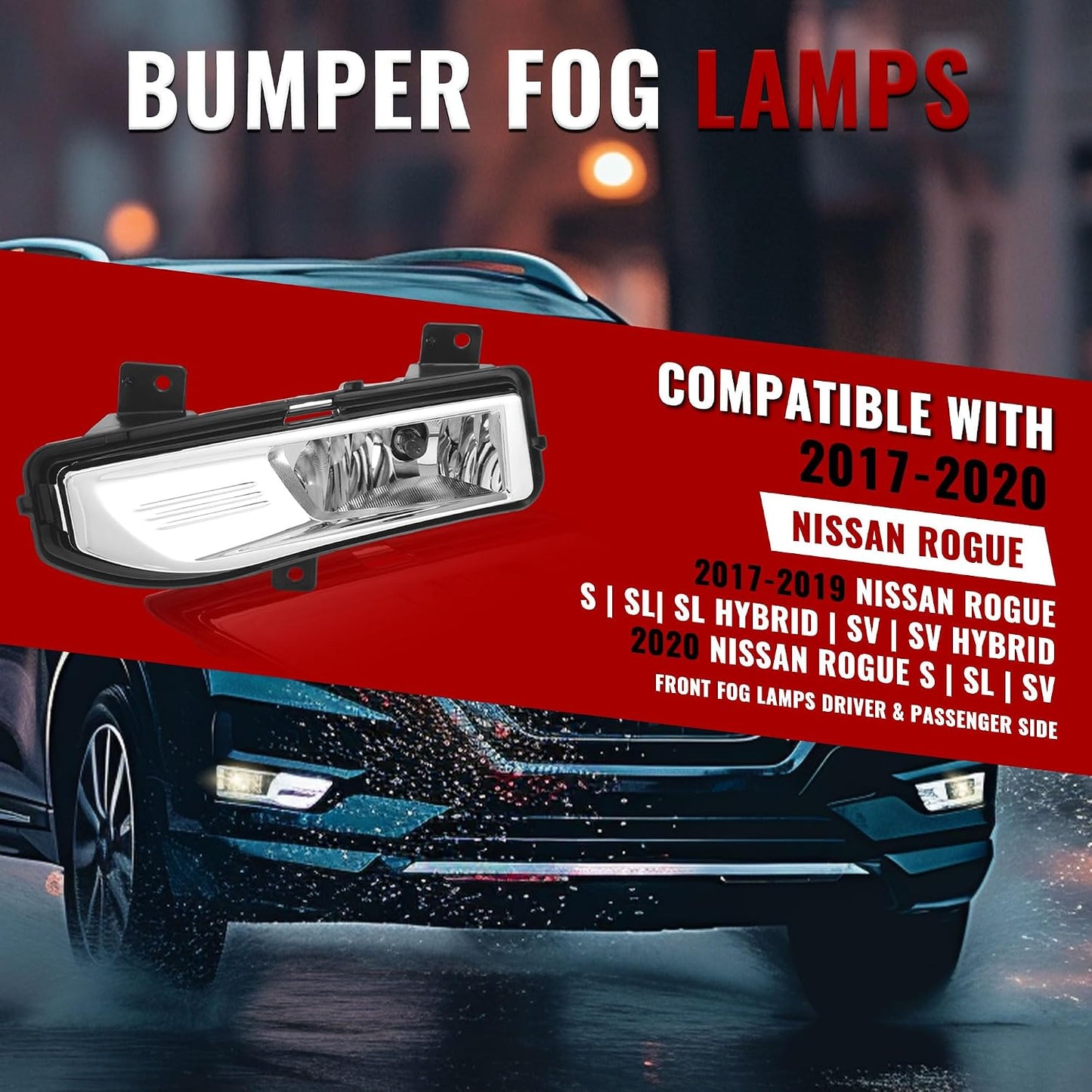 Kit luces antiniebla plástico para Nissan Rogue 17-20