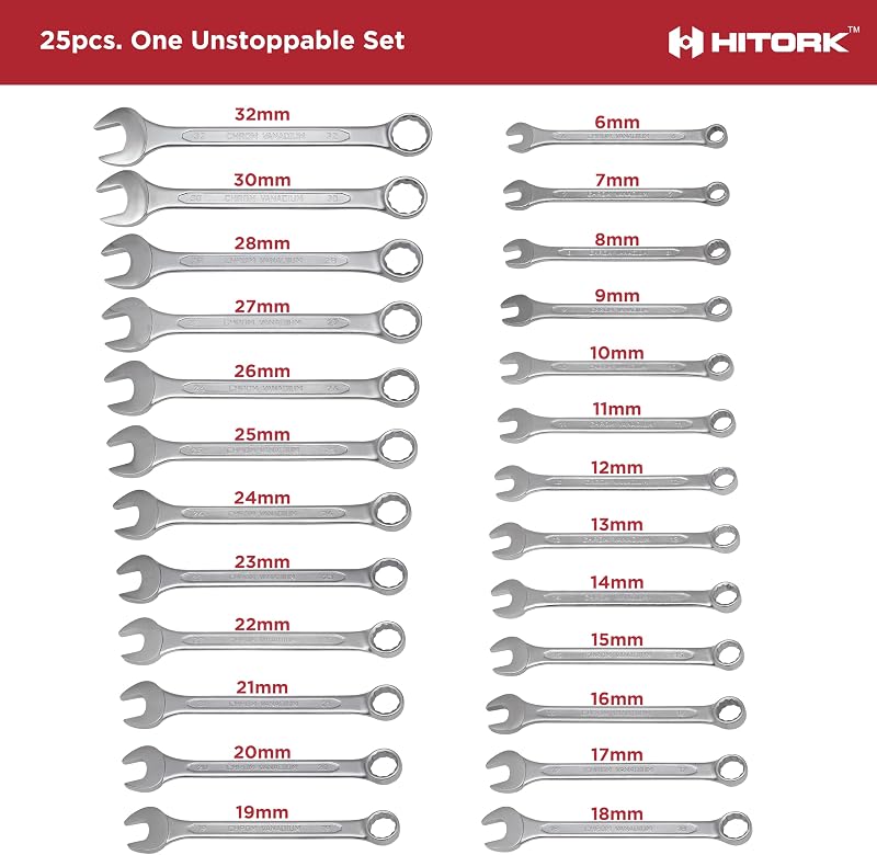 Set 25 Pzas Llaves Métricas Acero Mate 0.236-1.260"