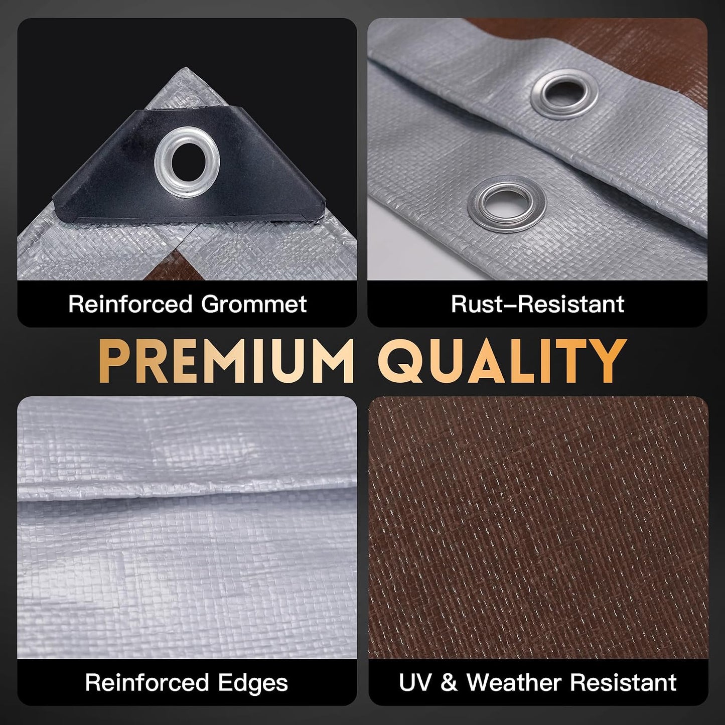 Lona 16x20ft resistente impermeable 10mil plateado/marrón UV
